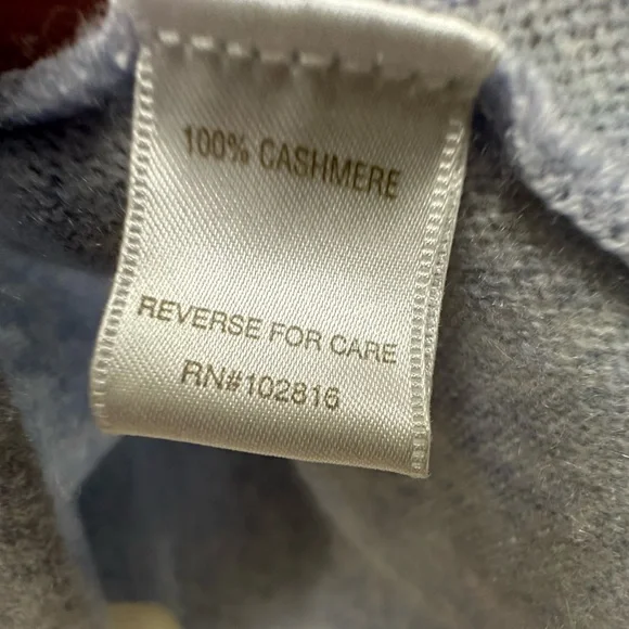 Garnet Hill Essential Cashmere Cropped Sweater Clearwater Heather Large - Picture 7 of 13